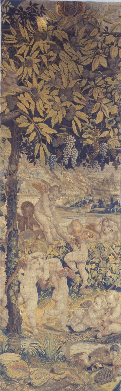 Wandteppich mit spielenden Putti von Giulio Romano